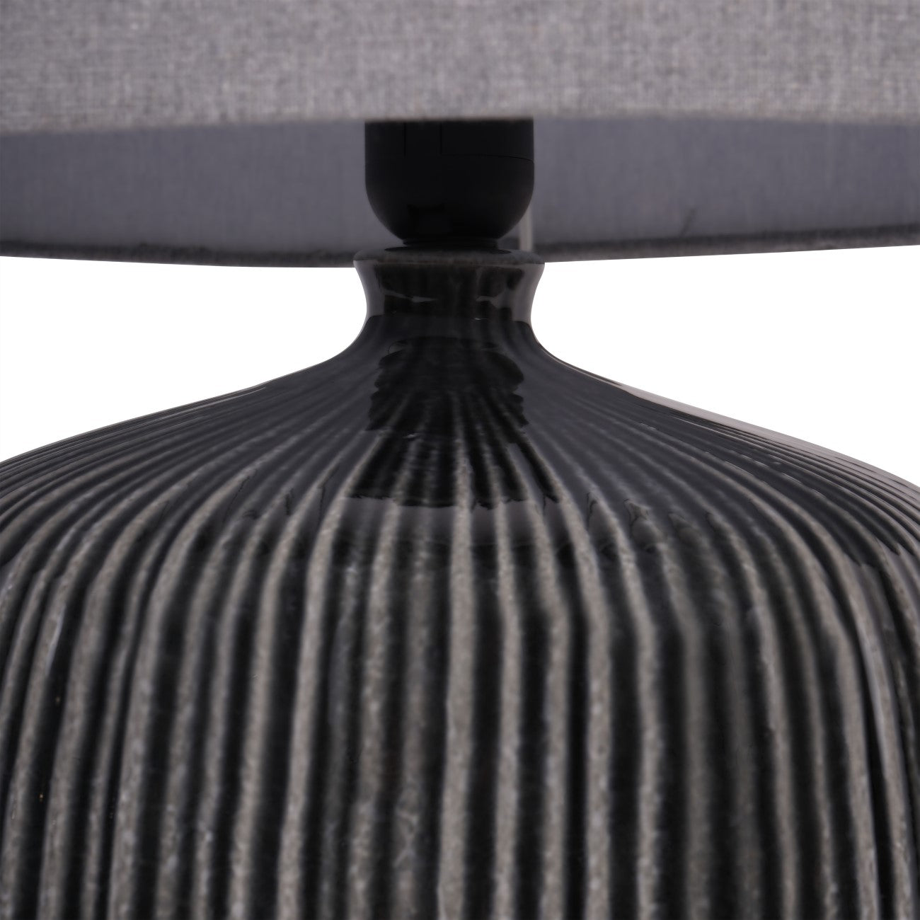 Bruno Striped Charcoal Ceramic Table Lamp
